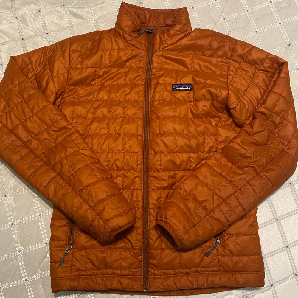 Patagonia orange nano puff jacket